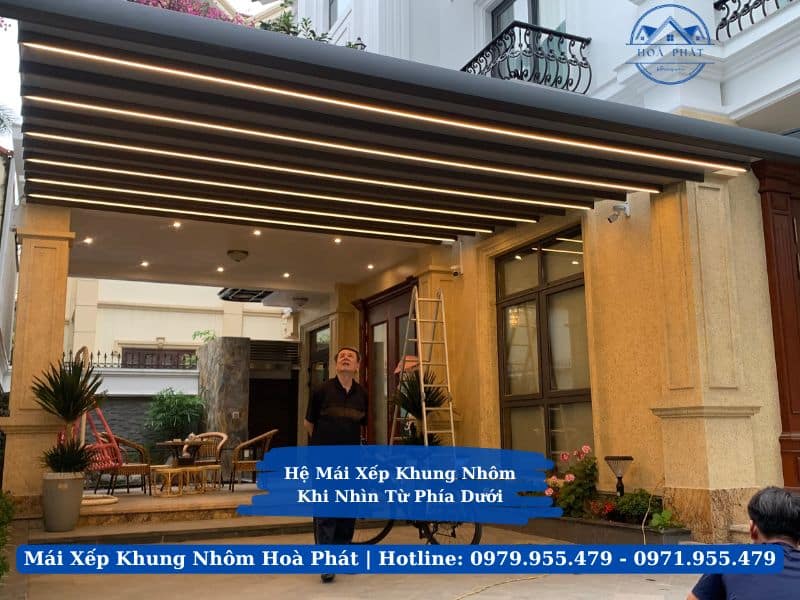 Công trình mái xếp khung nhôm nhập khẩu tại Bắc Ninh