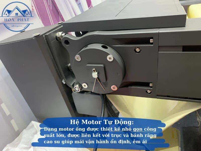 Vị trí motor mái xếp khung nhôm