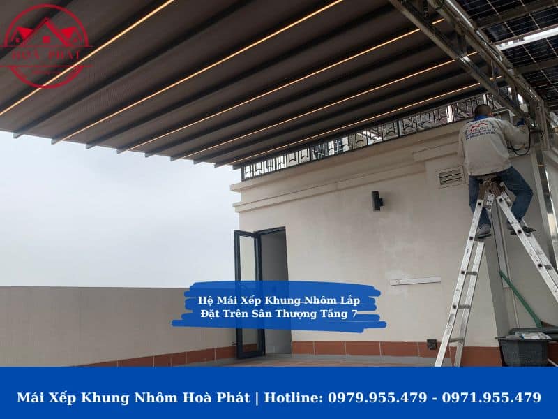 Công trình mái xếp khung hợp kim nhôm tại sân thượng