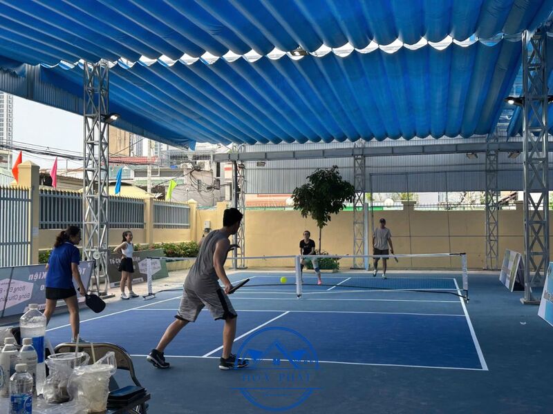 Mái xếp di động sân pickleball hệ cột 4D