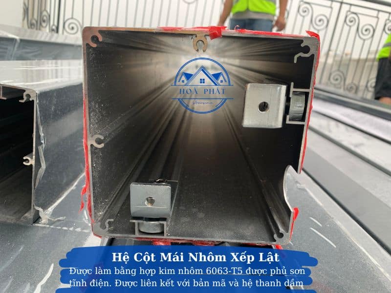 Chi tiết cột mái nhôm chớp lật