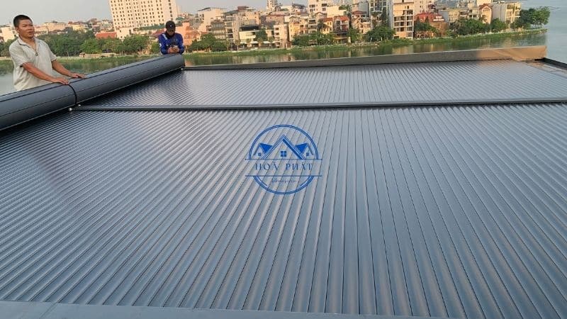 Giá mái nhôm cuốn tự động