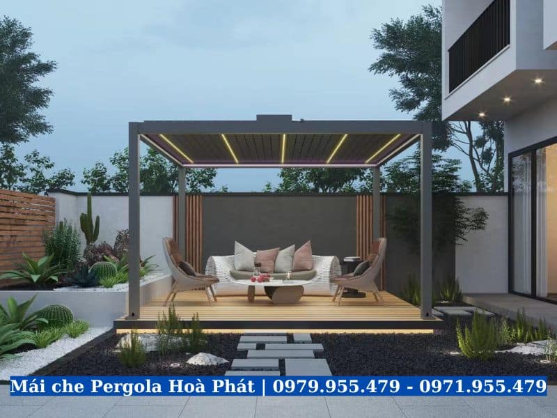 Hệ mái che pergola tự động nhà chòi