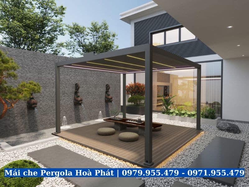 Giá mái nhôm xếp lật pergola