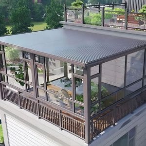 Mẫu mái che sân thượng cố định cứng cáp