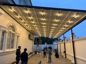 mái hiên bằng bạt cố định